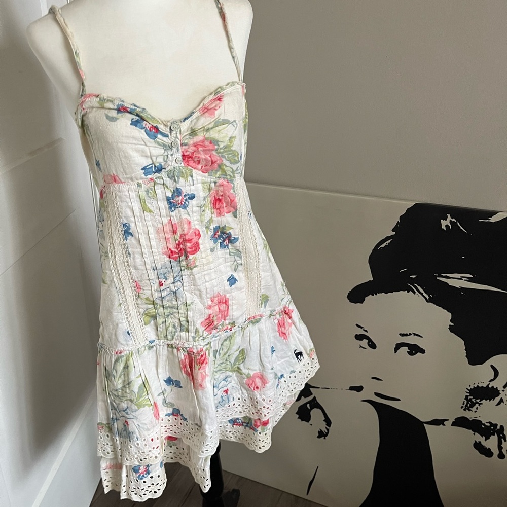 Abercrombie & Fitch Floral Dress with Pink and Green